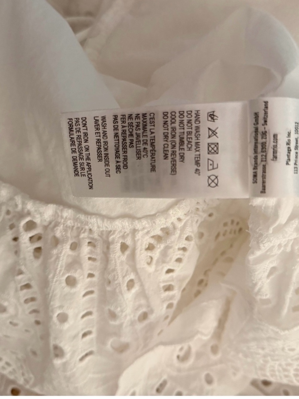 Farm Rio White Eyelet Puff Sleeve Tiered Cotton Midi Dress Sz-L - Picture 5 of 7